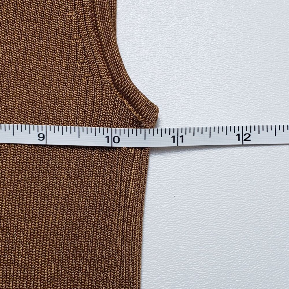 Madewell Rib Square-Neck Sweater Tank Womens XXS Golden Bronze Brown Stylish Top - Picture 6 of 16